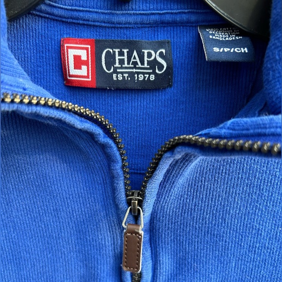 Chaps Men’s 1/4 Zip Long Sleeve Blue Ribbed Small Pullover Sweater - Picture 4 of 6